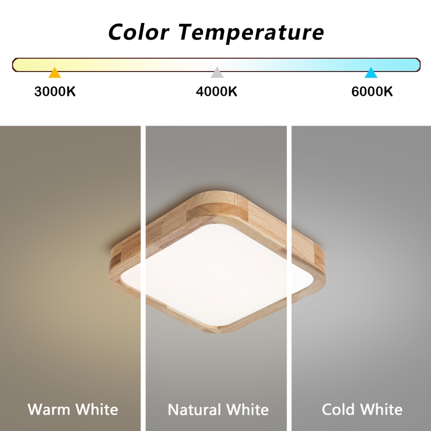 Brilagi - LED stropné svietidlo WOODLINE SQUARE LED/32W/230V 3000/4000/6000K dub 30x30 cm