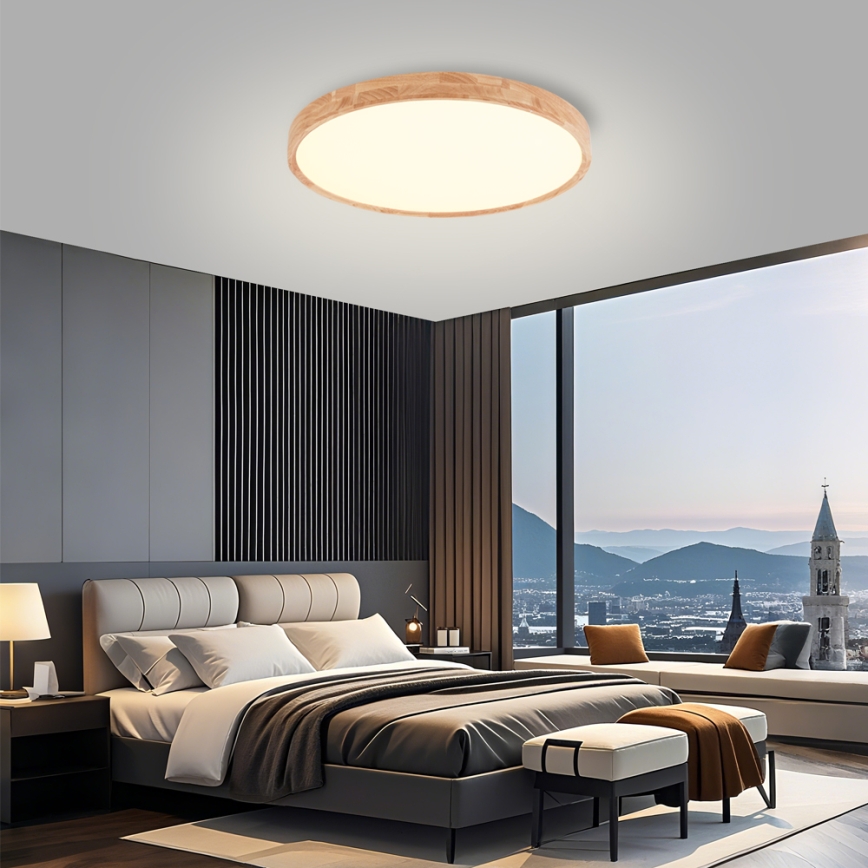 Brilagi - LED stropné svietidlo WOODROUND LED/40W/230V 3000/4000/6000K, pr. 60 cm, drevené, CRI 90