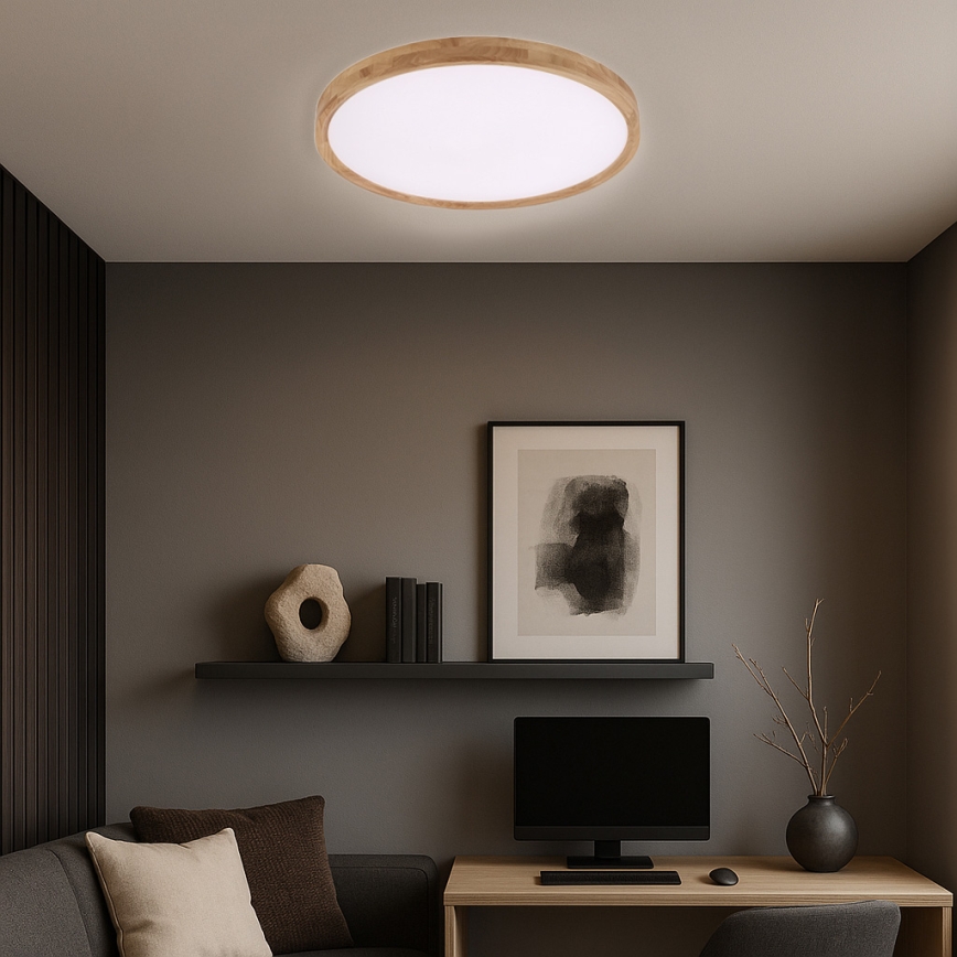 Brilagi - LED stropné svietidlo WOODROUND LED/40W/230V 3000/4000/6000K, pr. 60 cm, drevené, CRI 90