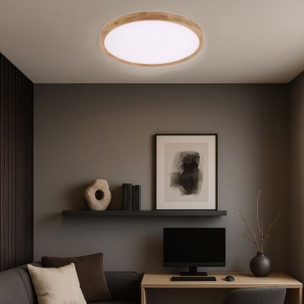 Brilagi - LED Stropné svietidlo WOODROUND LED/40W/230V 3000/4000/6000K pr. 60 cm drevo CRI 90