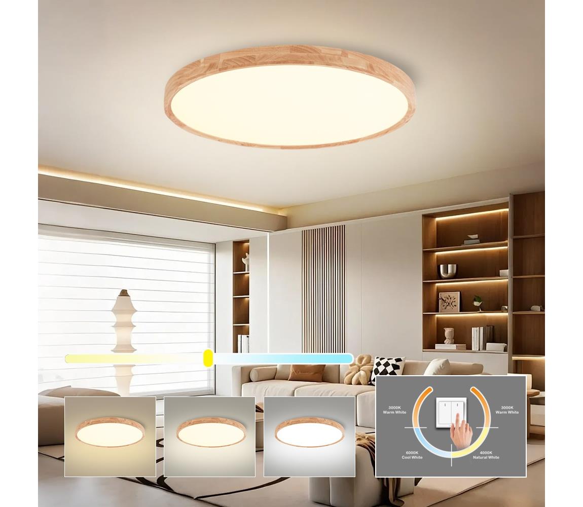 Brilagi - LED stropné svietidlo WOODROUND LED/70W/230V 3000/4000/6000K pr. 80 cm BRI578