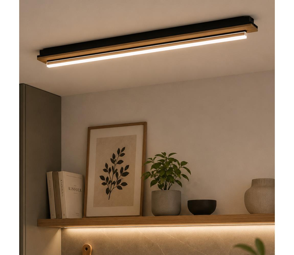 Brilagi - LED Stropné svietidlo WOODY FLAT LED/25W/230V 118 cm dub/čierna 8590828039327