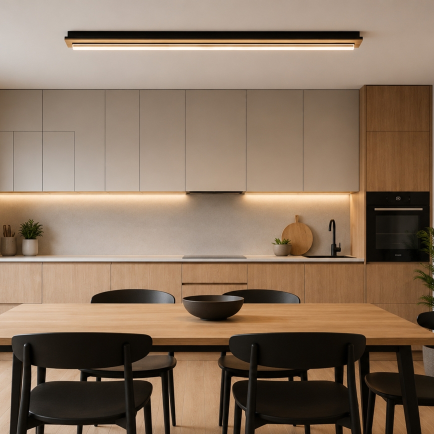 Brilagi - LED Stropné svietidlo WOODY FLAT LED/25W/230V 118 cm dub/čierna