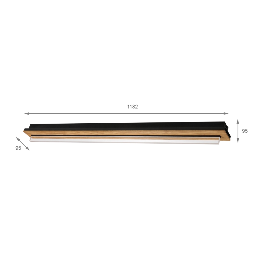 Brilagi - LED Stropné svietidlo WOODY FLAT LED/25W/230V 118 cm dub/čierna