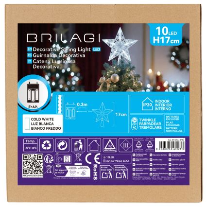 BRILAGI - LED vianočná dekorácia hviezda 17 cm LED/3xAA studená biela