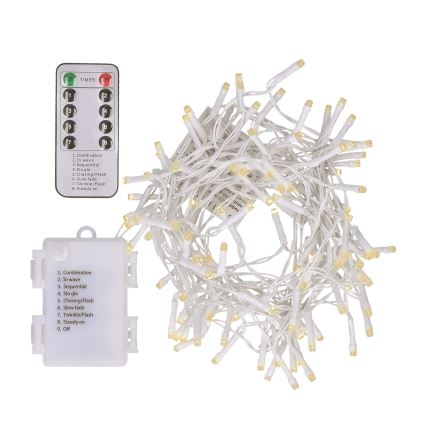 Brilagi - LED Vianočná vonkajšia reťaz 120xLED/8 funkcií/3xAA 9,5m biela IP44 teplá biela + diaľkové ovládanie