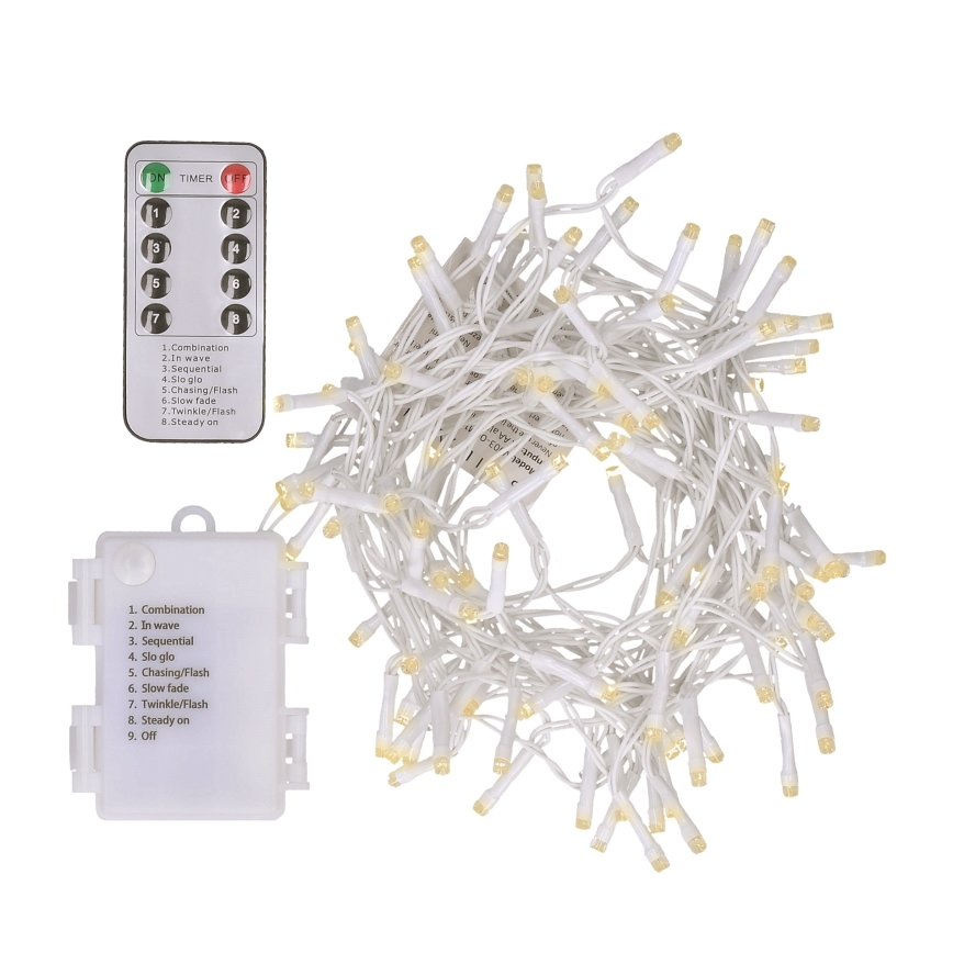 Brilagi - LED Vianočná vonkajšia reťaz 120xLED/8 funkcií/3xAA 9,5m biela IP44 teplá biela + diaľkové ovládanie
