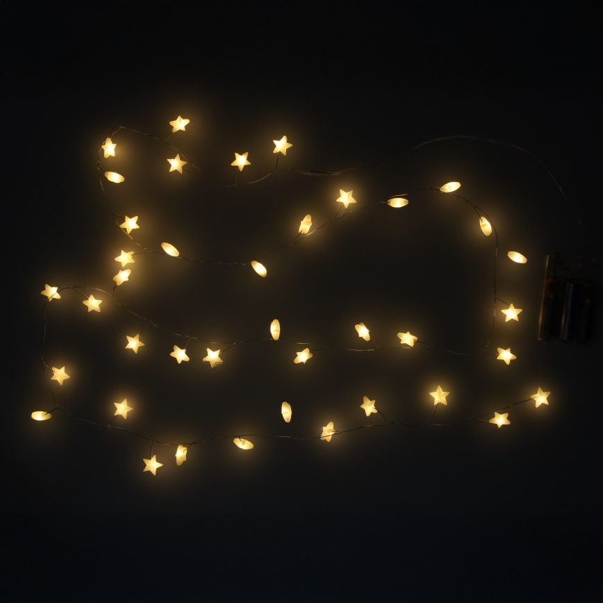 BRILAGI - LED vianočný reťaz 40xLED/3xAA 1,8m teplá biela hviezdy