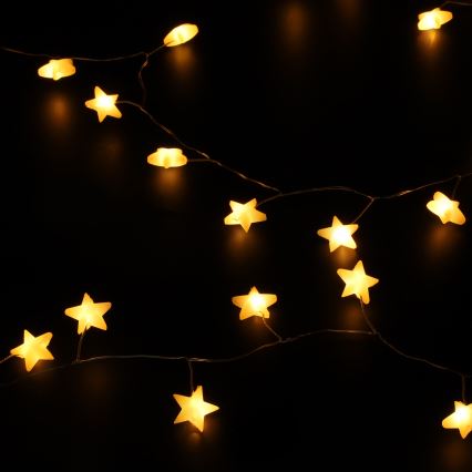 BRILAGI - LED vianočný reťaz 40xLED/3xAA 1,8m teplá biela hviezdy
