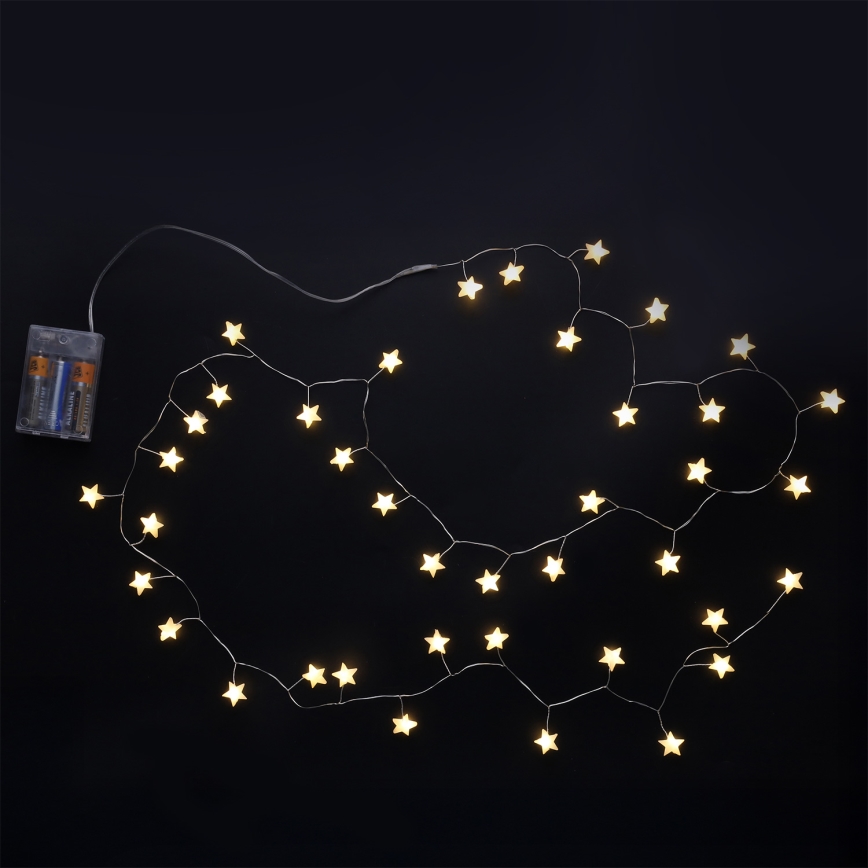 BRILAGI - LED vianočný reťaz 40xLED/3xAA 1,8m teplá biela hviezdy