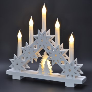 BRILAGI - LED Vianočný svietnik 5xLED/2xAA biela