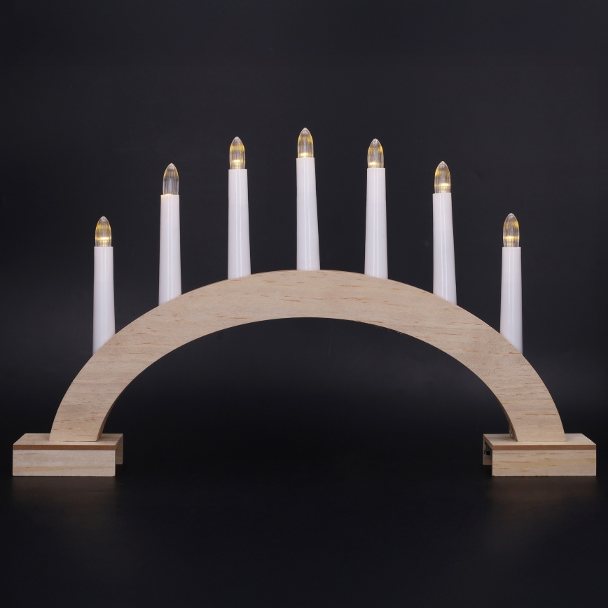BRILAGI - LED Vianočný svietnik 7xLED/2xAA béžová/biela