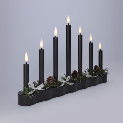 BRILAGI - LED Vianočný svietnik 7xLED/2xAA čierna
