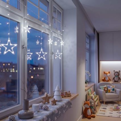 BRILAGI - LED Vianočný záves 77xLED/3xAA/USB 1,8m studená biela