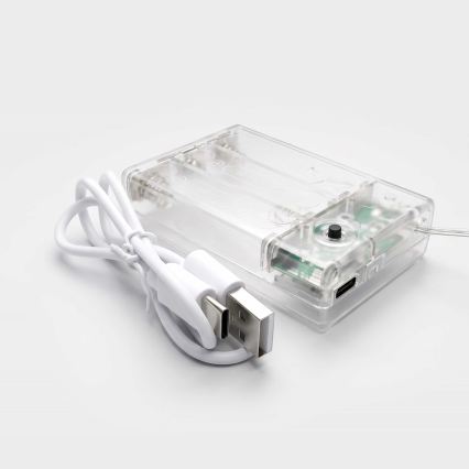 BRILAGI - LED Vianočný záves 77xLED/3xAA/USB 1,8m studená biela