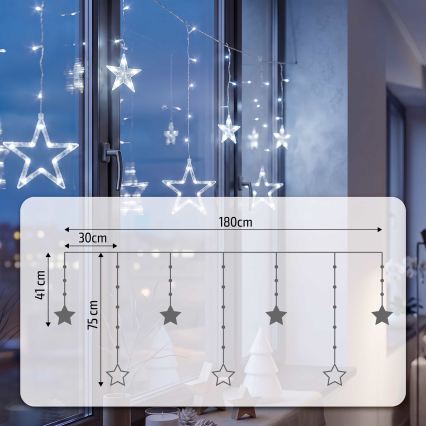 BRILAGI - LED Vianočný záves 77xLED/3xAA/USB 1,8m studená biela