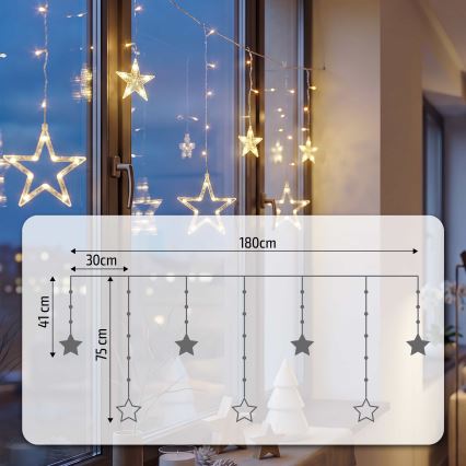 BRILAGI - LED Vianočný záves 77xLED/3xAA/USB 1,8m teplá biela