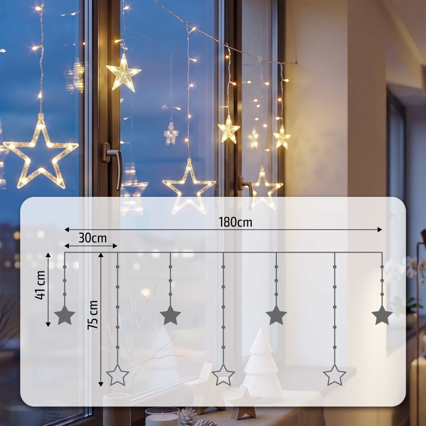 BRILAGI - LED Vianočný záves 77xLED/3xAA/USB 1,8m teplá biela
