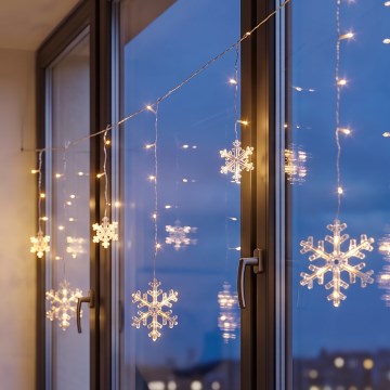 BRILAGI - LED Vianočný záves 77xLED/3xAA/USB 3,8 m vločky teplá biela