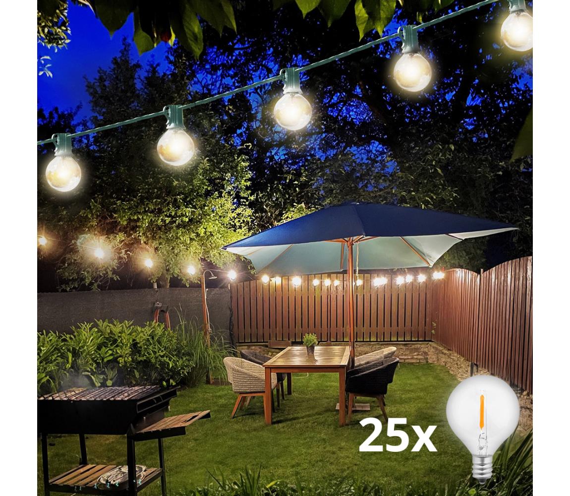 Brilagi - LED vonkajší dekoračný reťaz GIRLANDA 25xE12 20 m zelená IP44 teplá biela WO794-G-OEM1