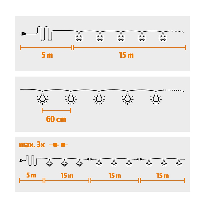 Brilagi - LED vonkajšia dekoratívna svetelná reťaz GIRLANDA 25xE12/0,8W/230V 20m zelená IP44 teplá biela