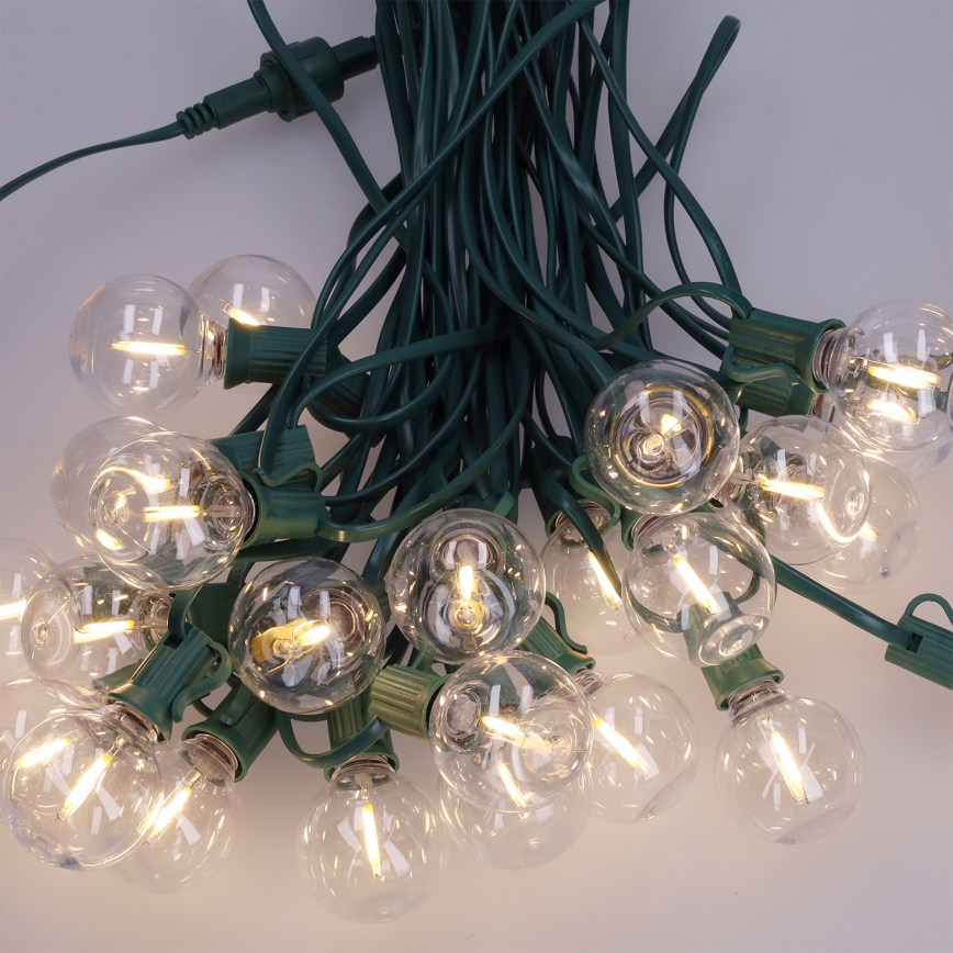 Brilagi - LED vonkajšia dekoratívna svetelná reťaz GIRLANDA 25xE12/0,8W/230V 20m zelená IP44 teplá biela