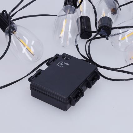 Brilagi - LED vonkajší dekoračný svetelný reťazec 10×LED/3×AA 3,2 m IP44 teplá biela