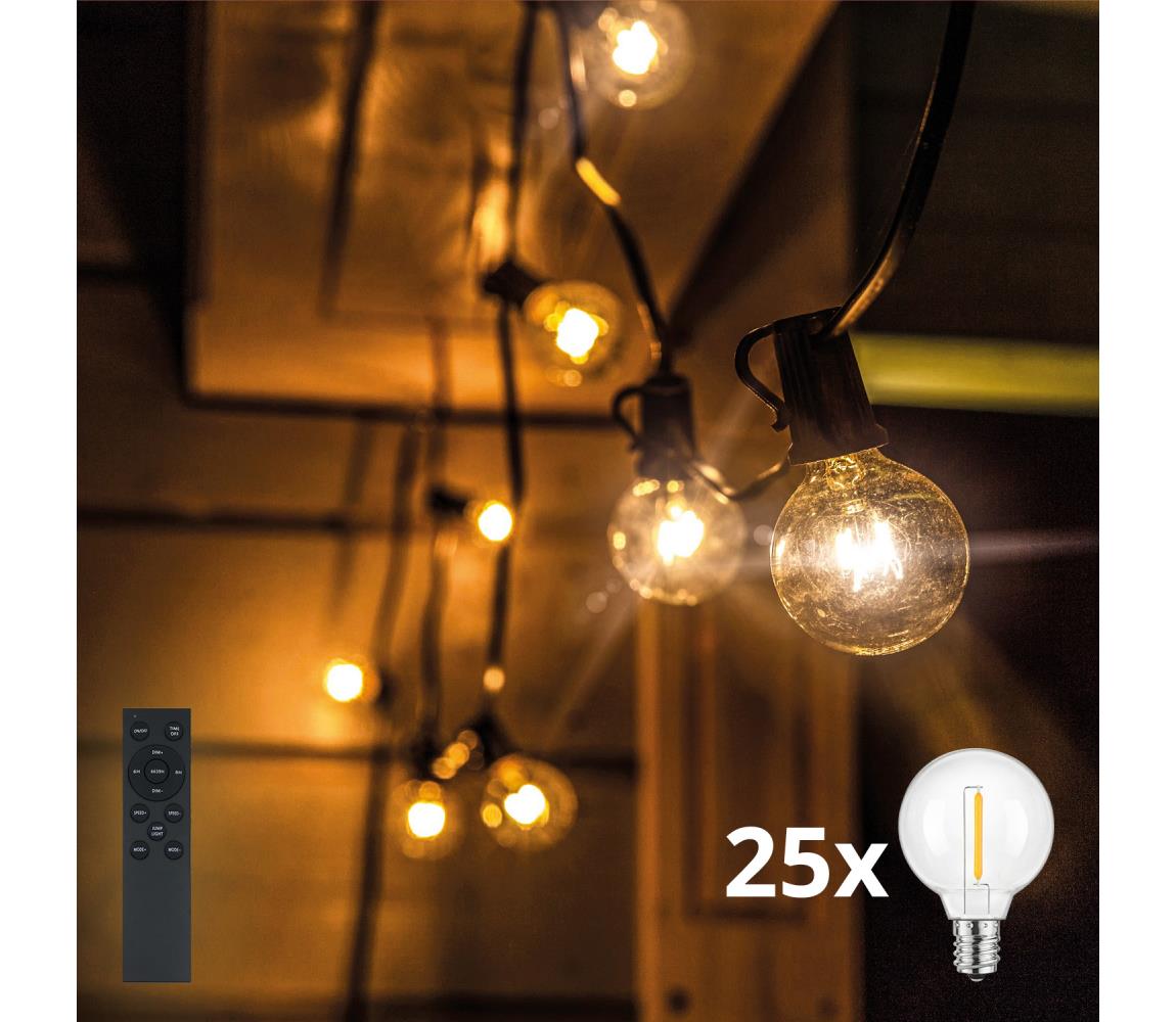 Brilagi - LED Vonkajší dekoratívny reťaz GIRLANDA 25xE12 20m čierna IP44 teplá biela+DO WO794-1-OEM2-DO