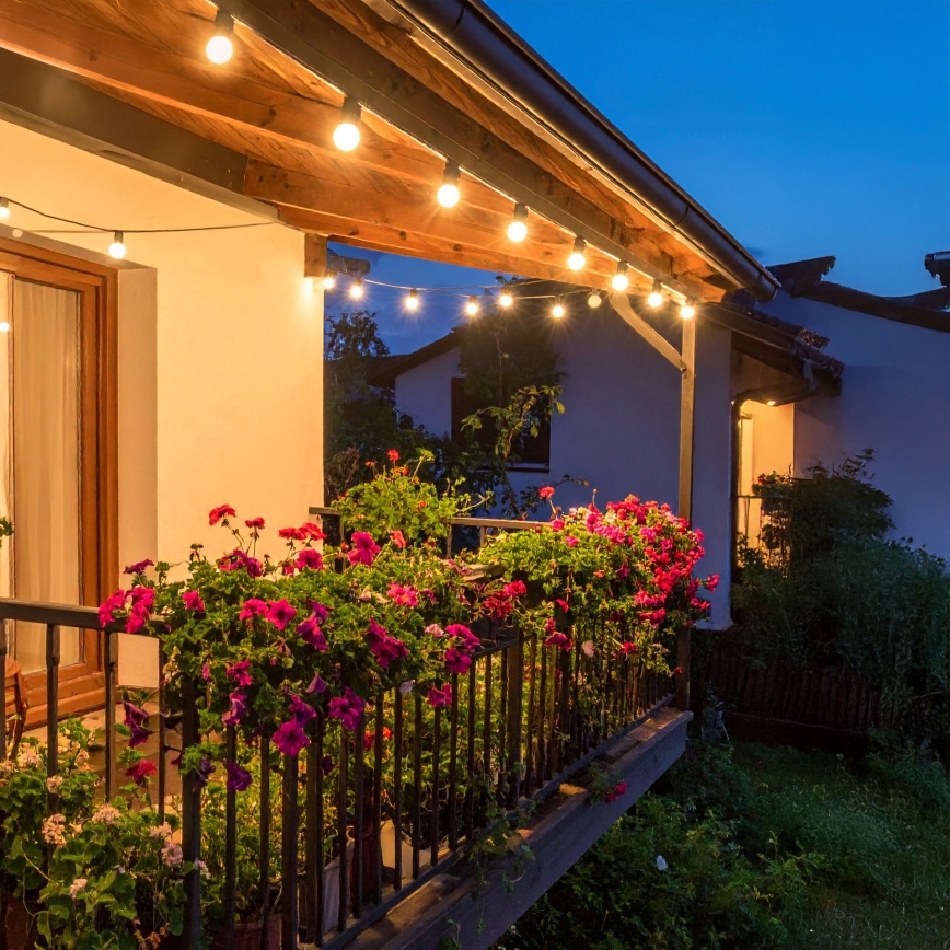 Brilagi - LED vonkajšia dekoračná reťaz GIRLANDA 25xE12/0,6W/230V 20m čierna IP44 teplá biela + diaľkové ovládanie