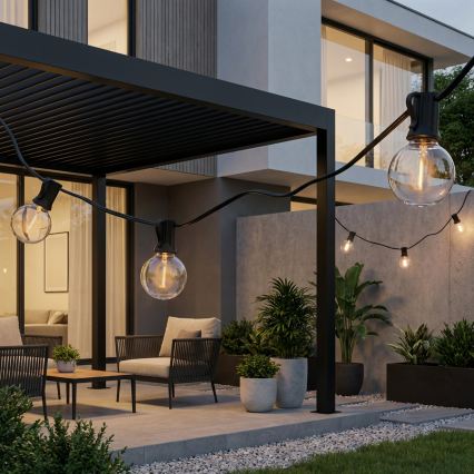 Brilagi - LED vonkajšia dekoračná reťaz GIRLANDA 25xE12/0,6W/230V 20m čierna IP44 teplá biela + diaľkové ovládanie