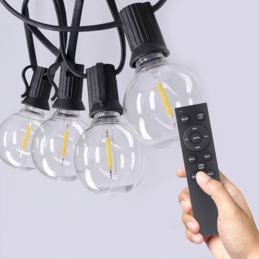 Brilagi - LED vonkajšia dekoračná reťaz GIRLANDA 25xE12/0,6W/230V 20m čierna IP44 teplá biela + diaľkové ovládanie