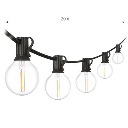 Brilagi - LED vonkajšia dekoračná reťaz GIRLANDA 25xE12/0,6W/230V 20m čierna IP44 teplá biela + diaľkové ovládanie