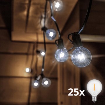Brilagi - LED vonkajšia dekoračná girlanda GIRLANDA 25xE12/0,8W/24V 20m IP44 studená biela