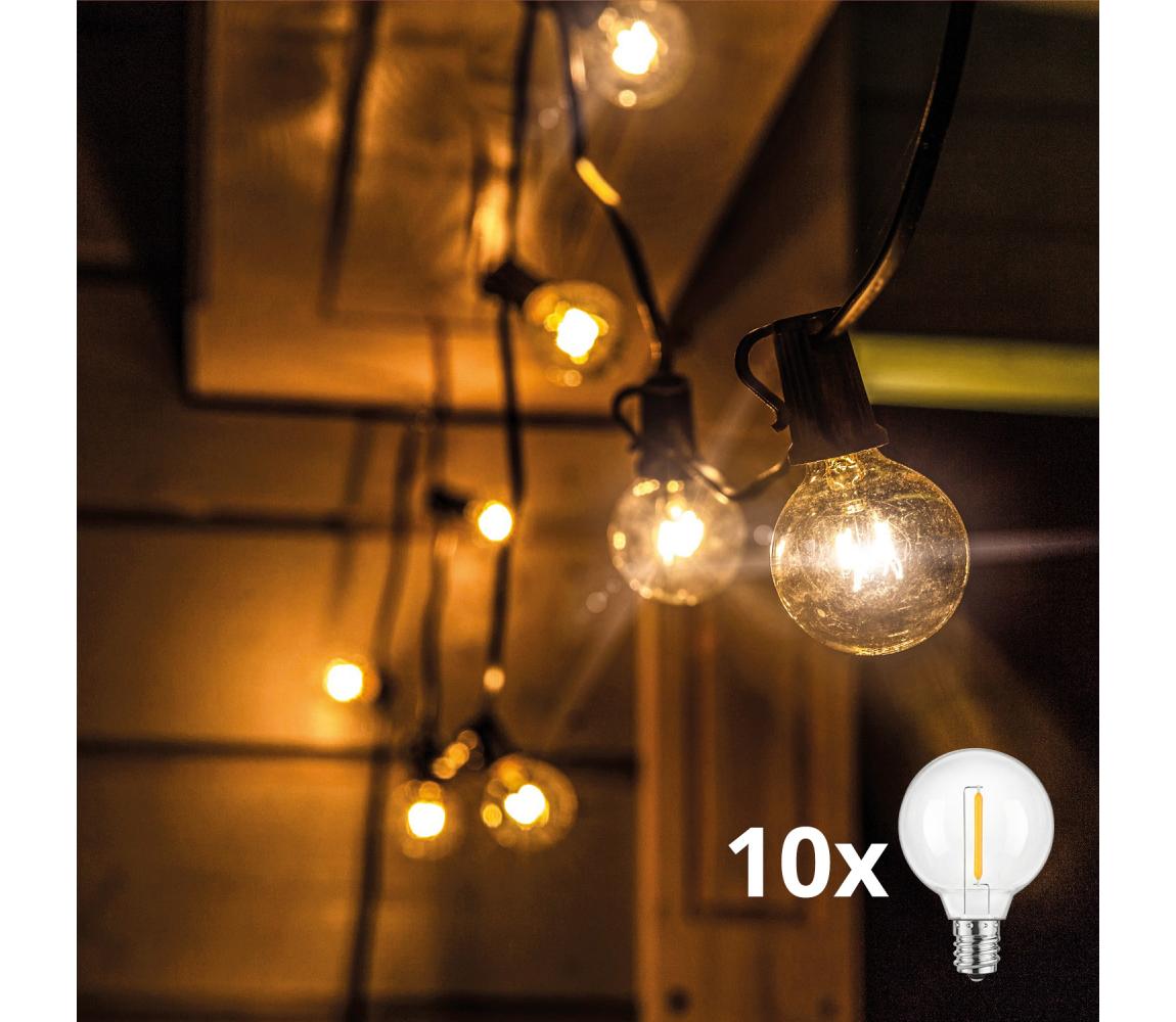 Brilagi - LED vonkajšia dekoračná reťaz GIRLANDA 10xE12 8m čierna IP44 teplá biela WO794-1-B-OEM3