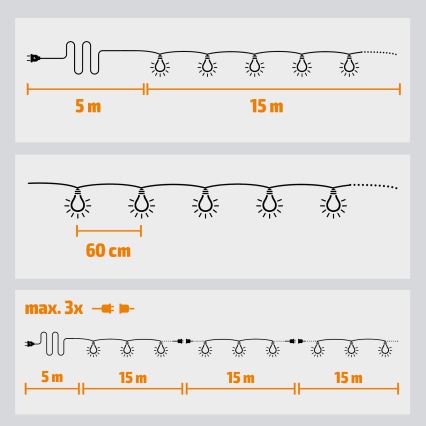 BRILAGI - LED Vonkajšia dekoračná reťaz GIRLANDA 25xE12/0,8W/230V 20m IP44 studená biela