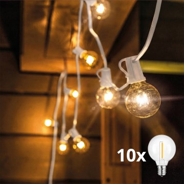 Brilagi - LED vonkajšia dekoratívna reťaz GIRLANDA 10xE12/0,6W/24V 8m biela IP44 teplá biela