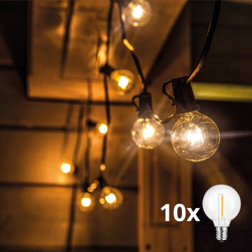 Brilagi - LED vonkajšia dekoratívna reťaz GIRLANDA 10xE12/0,6W/24V 8m čierna IP44 teplá biela