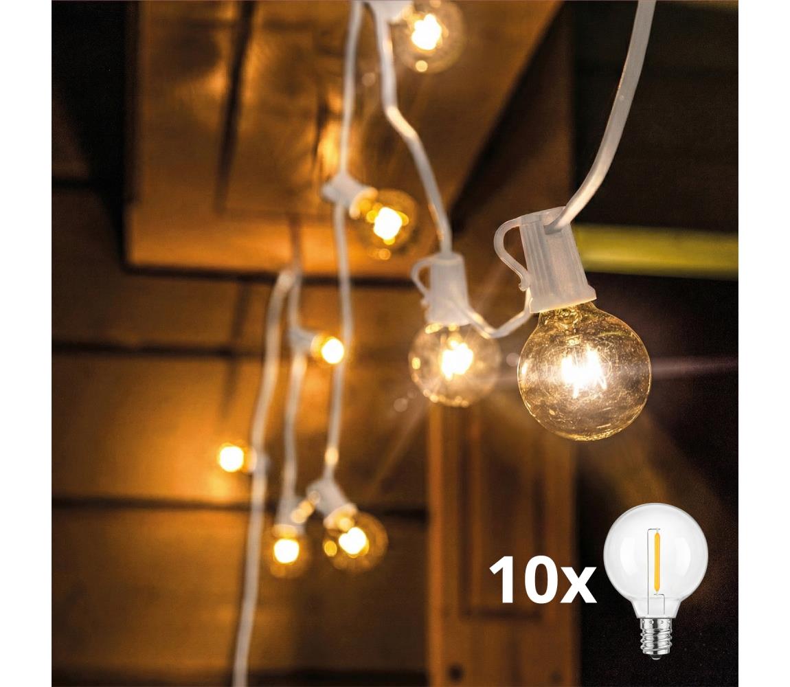 Brilagi - LED vonkajšia dekoratívna reťaz GIRLANDA 10xE12 8m biela IP44 teplá biela WO794-1-W-OEM3