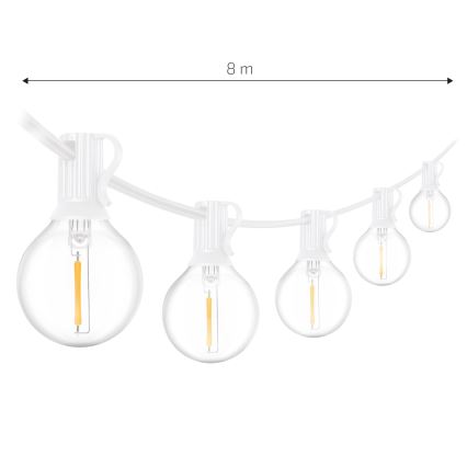 Brilagi - LED vonkajšia dekoratívna svetelná reťaz GIRLANDA 10xE12/0,6W/230V 8m biela IP44 teplá biela
