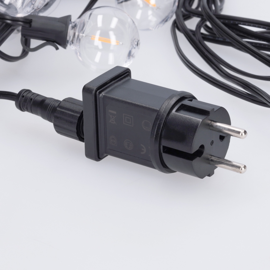 Brilagi - LED vonkajšia dekoratívna girlanda GIRLANDA 10xE12/0,6W/230V 8m čierna IP44 teplá biela