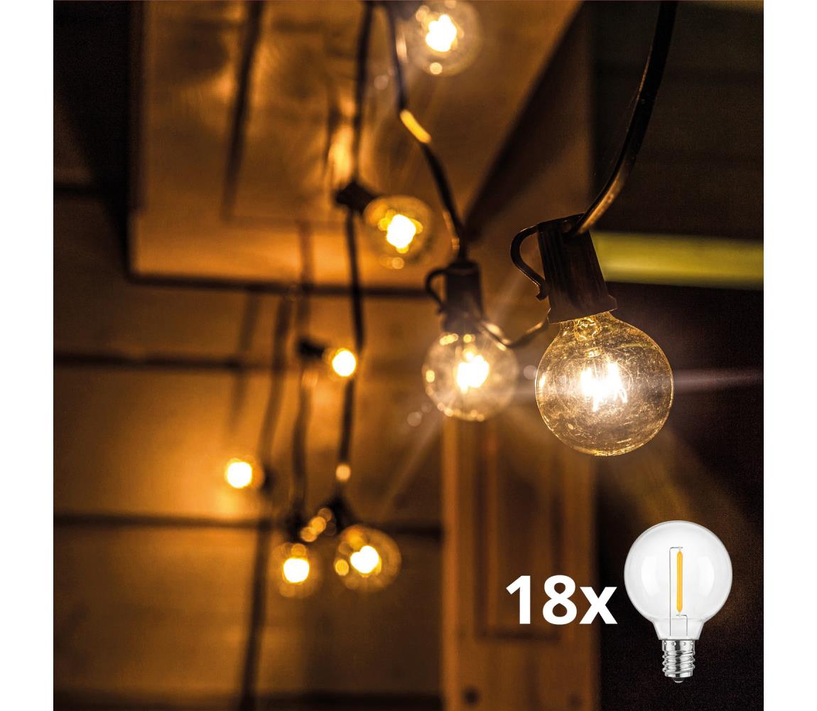 Brilagi - LED vonkajšia dekoratívna reťaz GIRLANDA 18xE12 13m čierna IP44 teplá biela WO794-1-B-OEM4
