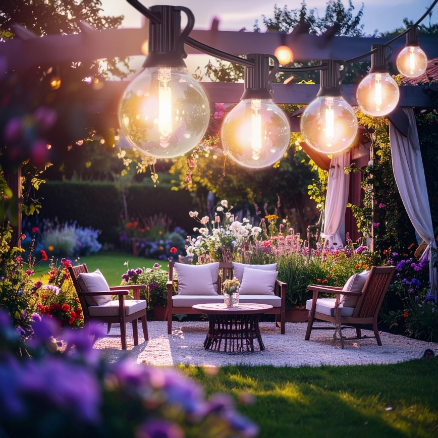 Brilagi - LED vonkajšia dekoračná reťaz GIRLANDA 25xE12/0,6W/230V 20m čierna IP44 teplá biela + diaľkové ovládanie