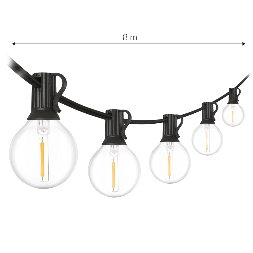 Brilagi - LED vonkajšia dekoratívna svetelná reťaz GIRLANDA 10xE12/0,6W/230V 8m čierna IP44 teplá biela