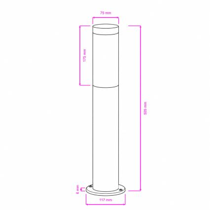 BRILAGI - Vonkajšia LED lampa ELIA 1xE27/7W/230V 4000K IP44 50 cm matný chróm