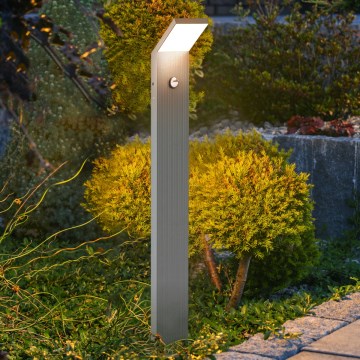Brilagi - LED vonkajšia lampa so senzorom RIANO LED/8W/230V strieborná IP65 80 cm
