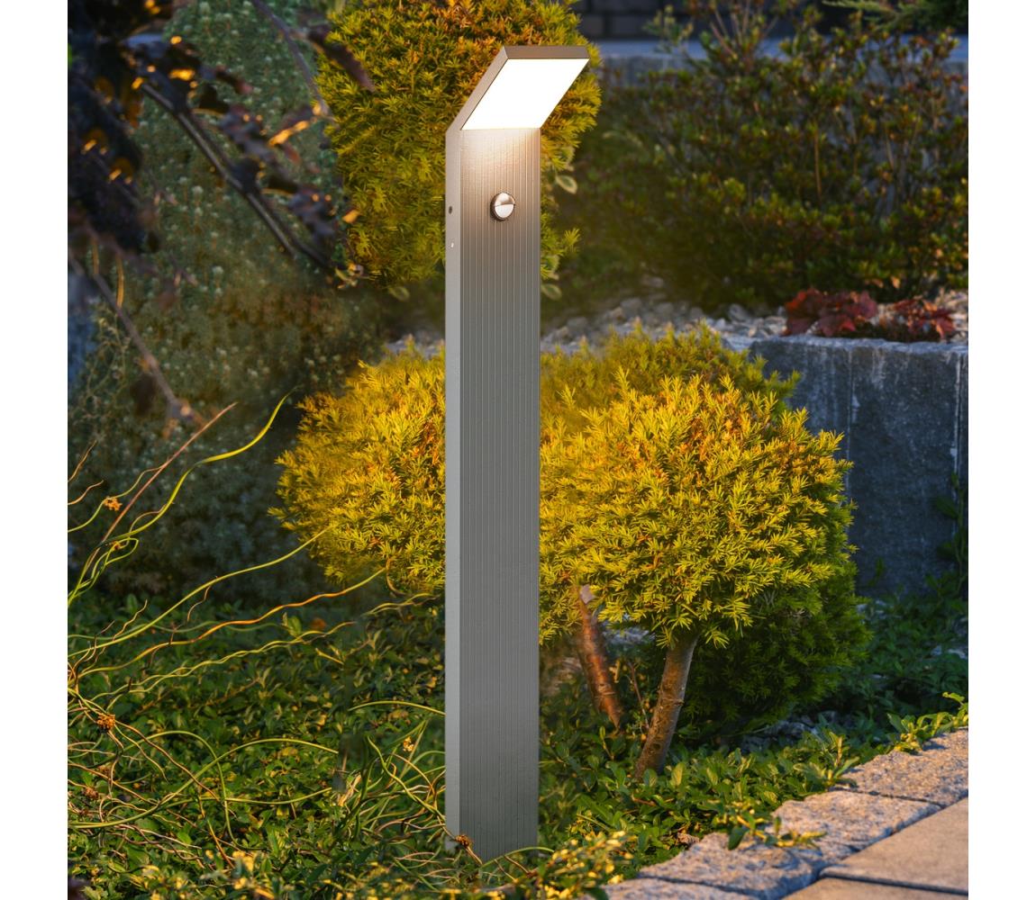 Brilagi - LED vonkajšia lampa so senzorom RIANO LED/8W/230V strieborná IP65 80 cm WO-HR60143-800-OEM-SA
