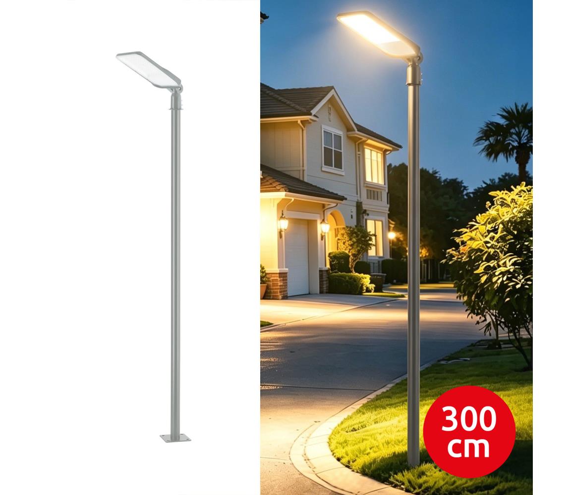 Brilagi-LED Vonkajšia lampa so stĺpom a 3 m káblom URBANLIGHT LED/200W/230V sivá IP65 BG4773+BG3820