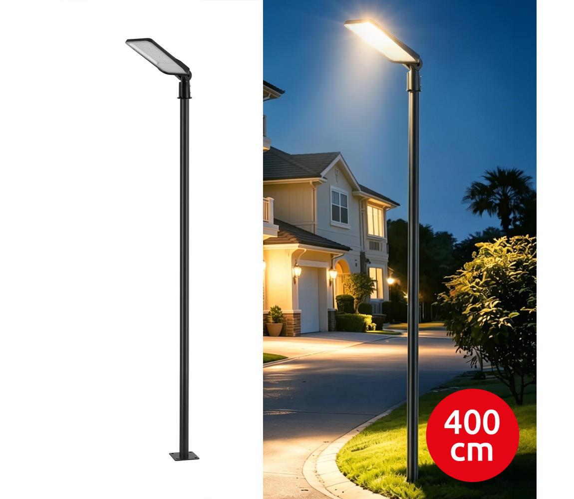 Brilagi-LED Vonkajšia lampa so stĺpom a 4 m káblom URBANLIGHT LED/200W/230V čierna IP65 BG4771+BG3821