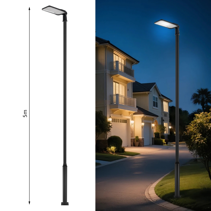 Brilagi - LED vonkajšia pouličná lampa so stĺpom a kĺbom 5 m URBANLIGHT LED/200W/230V čierna IP65