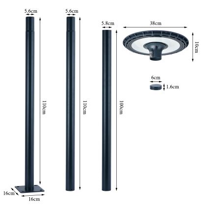 Brilagi - LED Vonkajšia pouličná lampa URBANSPARK LED/120W/230V antracit IP65
